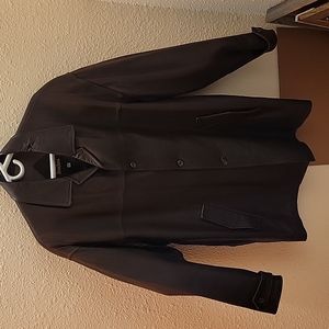 Vintage Luxury Leather Coat, Men's 3/4 Length Brown, Mint Condition, C. 1995